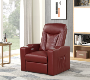 MADISON RED FAUX LEATHER POWER RECLINER