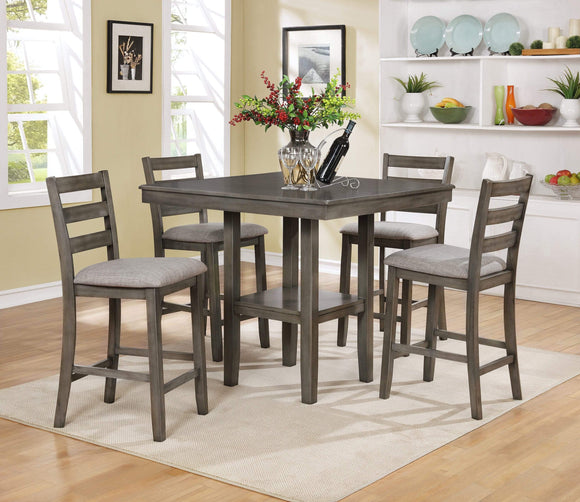 TAHOE 5PC COUNTER HEIGHT DINING SET IN GREY BY CROWNMARK AVAILABLE IN HOUSTON, DALLAS, SAN ANTONIO, & AUSTIN  SKU 2630SET-GY
