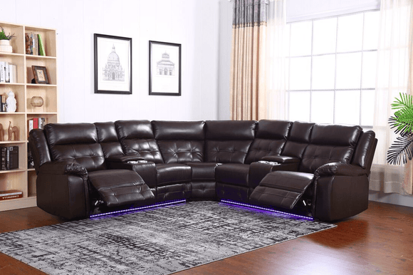AMAZON BROWN RECLINING SECTIONAL By HH AVAILABLE IN HOUSTON, DALLAS, AUSTIN, SAN ANTONIO, & NATIONWIDE