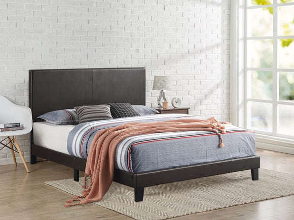 BROWN PU LEATHER PLATFORM BED  BY HH AVAILABLE IN HOUSTON, DALLAS, SAN ANTONIO, & AUSTIN  SKU 750PU