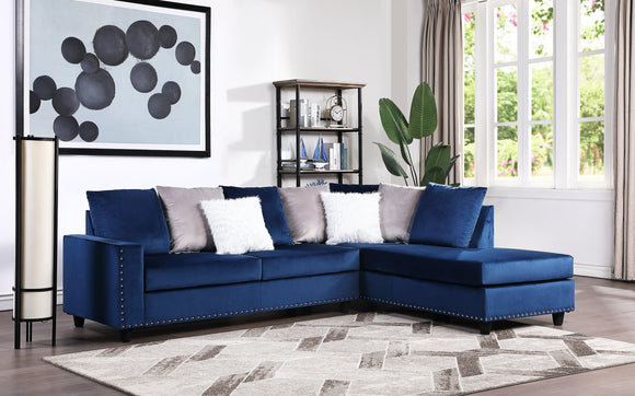CINDY REVERSIBLE 2 PC SECTIONAL IN BLUE BY HH AVAILABLE IN HOUSTON, DALLAS, SAN ANTONIO, & AUSTIN  SKU CINDY-BLUE