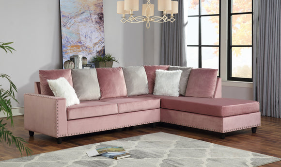 CINDY REVERSIBLE 2 PC SECTIONAL IN PINK BY HH AVAILABLE IN HOUSTON, DALLAS, SAN ANTONIO, & AUSTIN  SKU CINDY-PINK