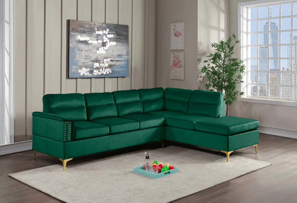 VOGUE GREEN VELVET SECTIONAL By HH AVAILABLE IN HOUSTON, DALLAS, AUSTIN, SAN ANTONIO, & NATIONWIDE