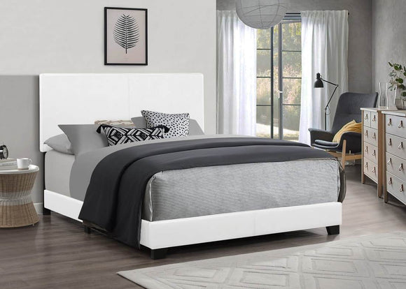 WHITE PU LEATHER PLATFORM BED BY HH AVAILABLE IN HOUSTON, DALLAS, SAN ANTONIO, & AUSTIN  SKU 600PU