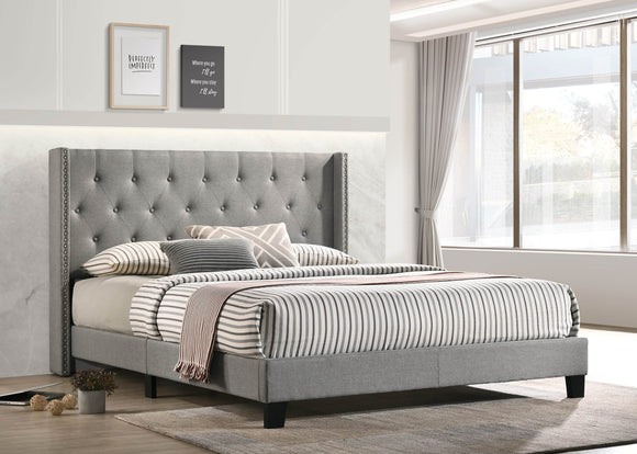 WINGED HEADBOARD PLATFORM BED IN GRAY BY HH AVAILABLE IN HOUSTON, DALLAS, SAN ANTONIO, & AUSTIN  SKU HH750